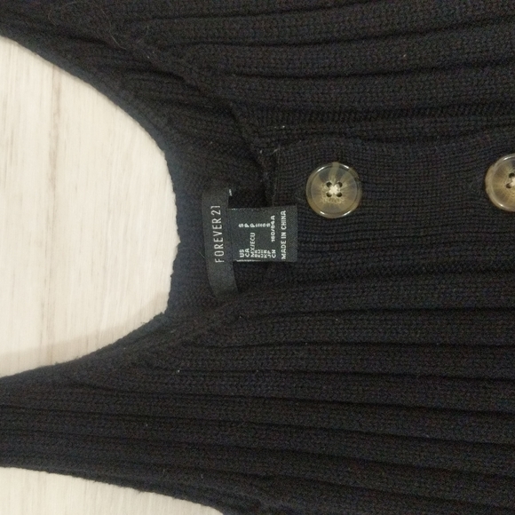 Black Knit Forever 21 Dress w Buttons - Size Small - Picture 3 of 4